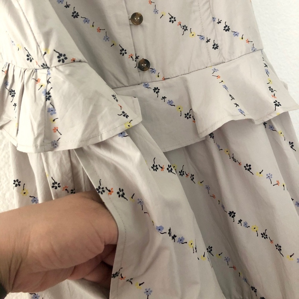 NWT Ganni Printed Cotton Poplin Dress In Vapor… - Picture 10 of 16